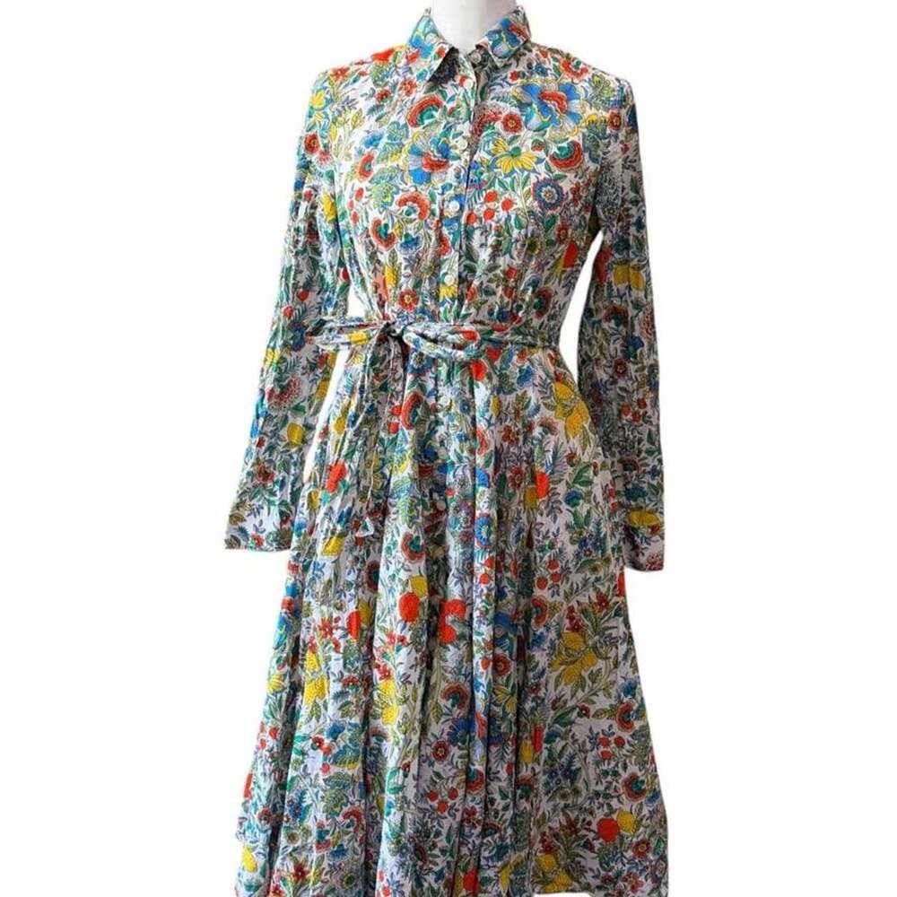 Boden Amy Shirtdress Size US 8R Strawberry Floral Cotton Midi